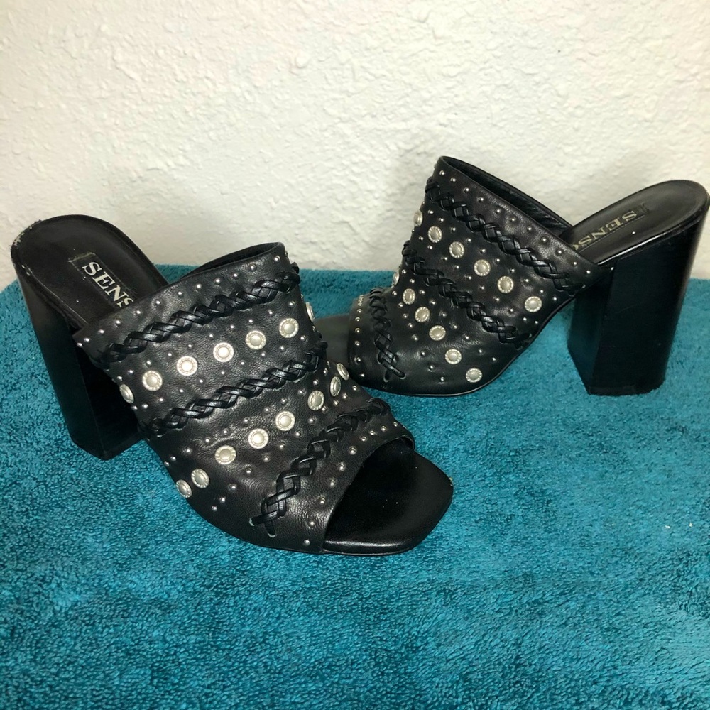 Senso Leather Studded Mules Size 7.5 / 8 / 38